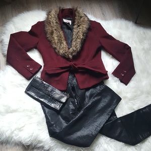 Wool Blend Wine Blazer